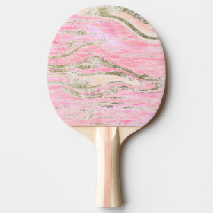 Eleganter rosa Silberner Glitzer Marmordesign Chic Tischtennis Schläger