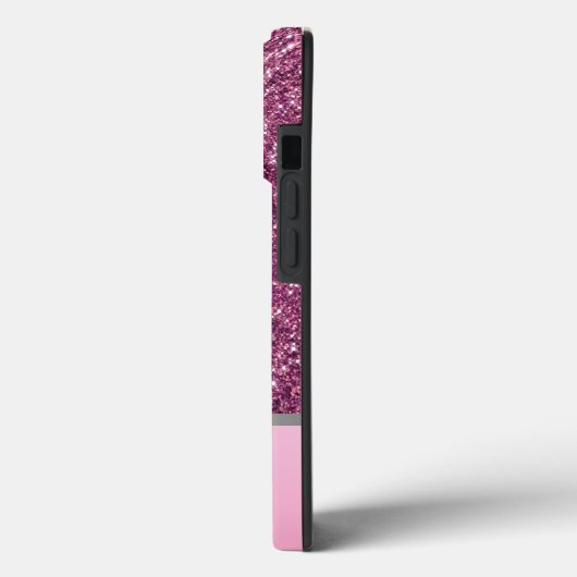 Eleganter Rosa Sliver Glitzer Benutzerdefiniert mi Case-Mate iPhone Hülle (Rückseite / Links)