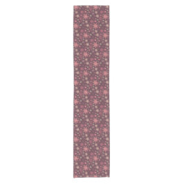 Eleganter Rosa Snowflakes Holiday Table Runner Kurzer Tischläufer