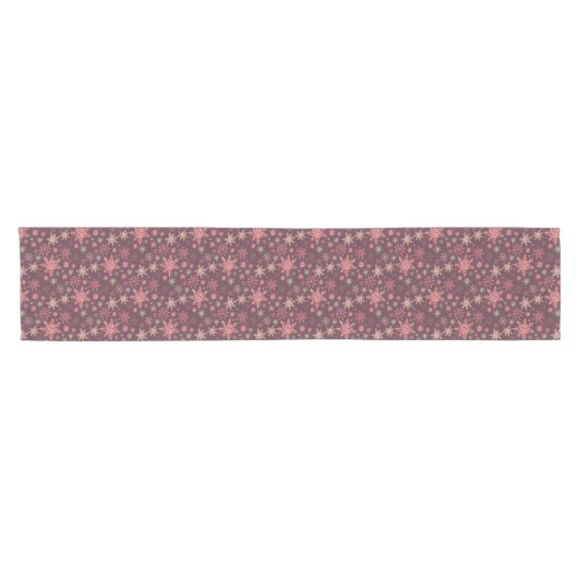 Eleganter Rosa Snowflakes Holiday Table Runner Kurzer Tischläufer (Horizontal)