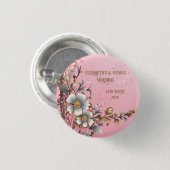 Eleganter rosa Sparkle Hochzeitshintergrund Button (Vorne & Hinten)
