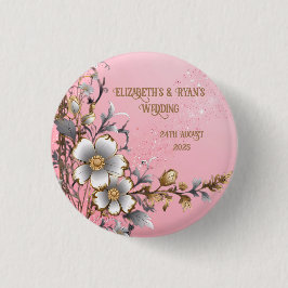Eleganter rosa Sparkle Hochzeitshintergrund Button