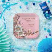Eleganter rosa Sparkle Hochzeitshintergrund Pappteller (Party)