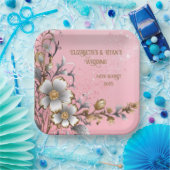 Eleganter rosa Sparkle Hochzeitshintergrund Pappteller (Party)