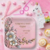 Eleganter rosa Sparkle Hochzeitshintergrund Pappteller (Party)