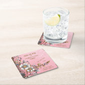 Eleganter rosa Sparkle Hochzeitshintergrund Rechteckiger Pappuntersetzer (Vor Ort)