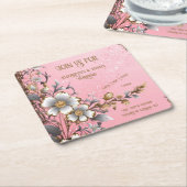 Eleganter rosa Sparkle Hochzeitshintergrund Rechteckiger Pappuntersetzer (angewinkelt)