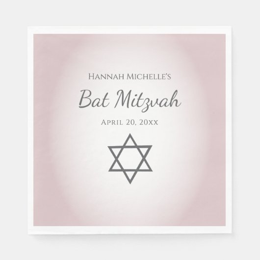 Eleganter rosa Stern von David Bat Mitzvah Serviette (Vorderseite)