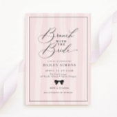 Eleganter rosa Streifen Black Bow Brautparty Brunc Einladung