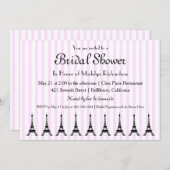 Eleganter rosa Streifen-französisches Einladung (Vorne/Hinten)