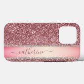 Eleganter rosa Strip-Glitzer Benutzerdefinierter N Case-Mate iPhone Hülle (Rückseite (Horizontal))