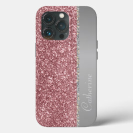 Eleganter rosa Strip-Glitzer Benutzerdefinierter N Case-Mate iPhone Hülle
