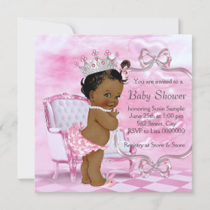 Eleganter rosa Stuhl African American Babyparty Einladung