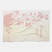 Eleganter Rosa Swan Vintag Personalisiert Geschirrtuch (Horizontal)