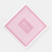 Eleganter rosa Tartan Napkins Personalisierter Sti Serviette (Ecke)