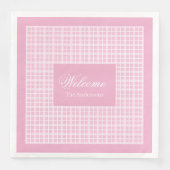 Eleganter rosa Tartan Napkins Personalisierter Sti Serviette (Vorderseite)
