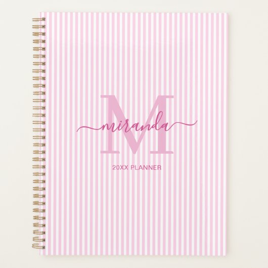 Eleganter rosa Terminkalender mit Monogramm Planer (Vorderseite)