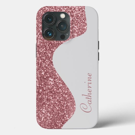 Eleganter rosa Tropfen Glitzer Benutzerdefinierter Case-Mate iPhone Hülle (Rückseite)