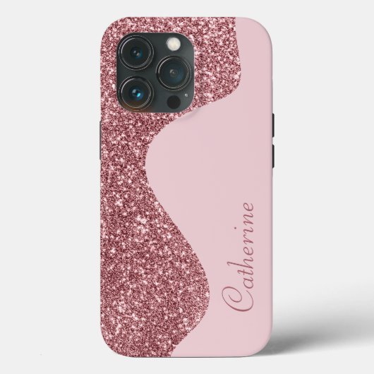 Eleganter rosa Tropfen Glitzer Benutzerdefinierter Case-Mate iPhone Hülle (Rückseite)