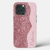 Eleganter rosa Tropfen Glitzer Benutzerdefinierter Case-Mate iPhone Hülle (Rückseite)