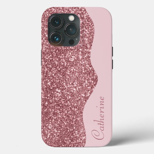 Eleganter rosa Tropfen Glitzer Benutzerdefinierter Case-Mate iPhone Hülle (Rückseite)