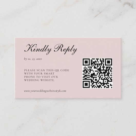 Eleganter Rosa UAWG QR Code Hochzeit Begleitkarte (Vorderseite)