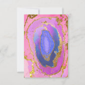 Eleganter Rosa und Blue Geode mit Gold | Hochzeit RSVP Karte (Rückseite)