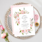 Eleganter Rosa- und Blütenrahmen Einladung