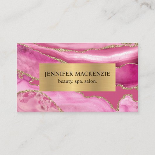 Eleganter Rosa und Gold Agate Luxury Visitenkarte (Vorderseite)