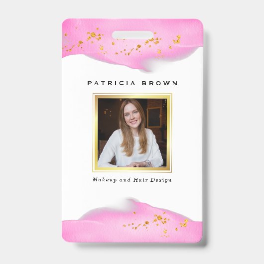 Eleganter Rosa- und Gold-Glitzer Ausweis (Vorderseite)