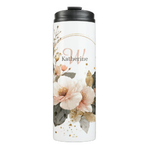 Eleganter Rosa- und Goldblumenreath, Individuelle Thermosbecher
