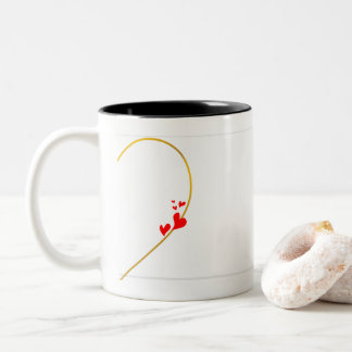 Eleganter rosa und goldener Herz-Linien-Kooperatio Zweifarbige Tasse
