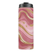 Eleganter rosa und goldener Marmor Thermosbecher (Vorderseite)
