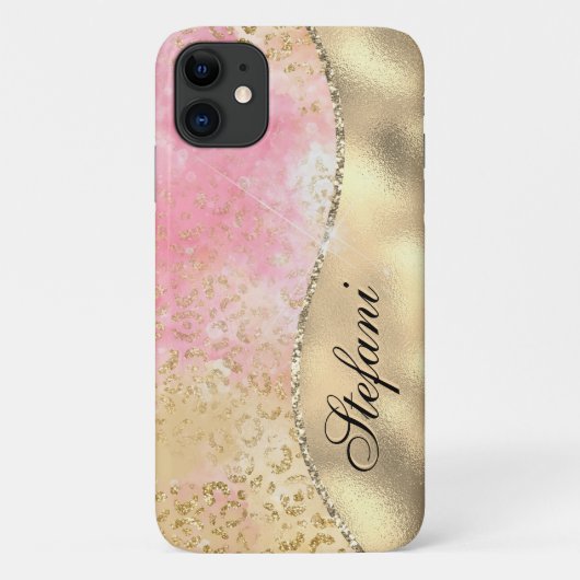 Eleganter rosa und goldfarbener Leopard Case-Mate iPhone Hülle (Rückseite)