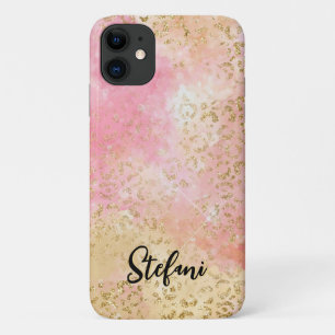 Eleganter rosa und goldfarbener Leopard Case-Mate iPhone Hülle