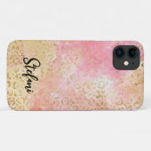 Eleganter rosa und goldfarbener Leopard Case-Mate iPhone Hülle (Rückseite (Horizontal))