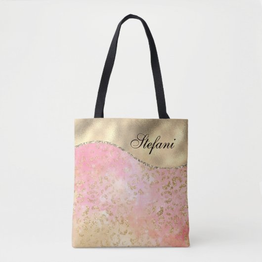 Eleganter rosa und goldfarbener Leopard Tasche (Vorderseite)