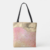 Eleganter rosa und goldfarbener Leopard Tasche (Rückseite)