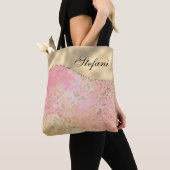 Eleganter rosa und goldfarbener Leopard Tasche (Von Nahem)
