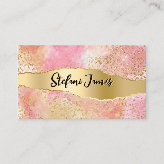 Eleganter rosa und goldfarbener Leopard Visitenkarte (Vorderseite)