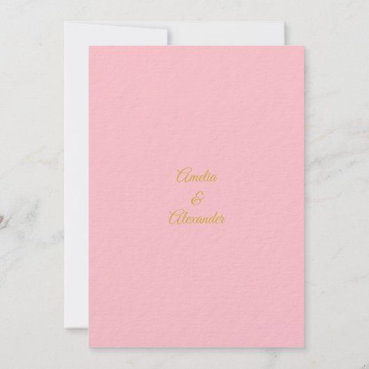 Eleganter Rosa- und Goldmarmor Save the Date Einladung (Rückseite)