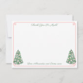 Eleganter rosa und grüne Chinoiserie Polterabend Dankeskarte (Vorderseite)