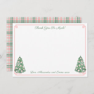 Eleganter rosa und grüne Chinoiserie Polterabend Dankeskarte