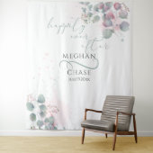 Eleganter Rosa und grüner Eukalyptus Wandteppich (Beispiel)