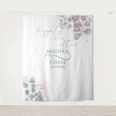 Eleganter Rosa und grüner Eukalyptus Wandteppich (Vorderseite)