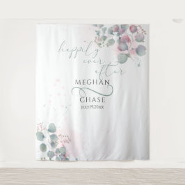 Eleganter Rosa und grüner Eukalyptus Wandteppich