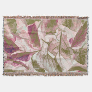 Eleganter rosa und grüner Herbstlaub Decke