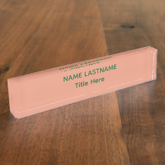 Eleganter rosa und grüner individueller Name Namensplakette