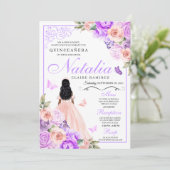 Eleganter Rosa und Lila Blumenschlucht Geburtstag Einladung (Stehend Vorderseite)