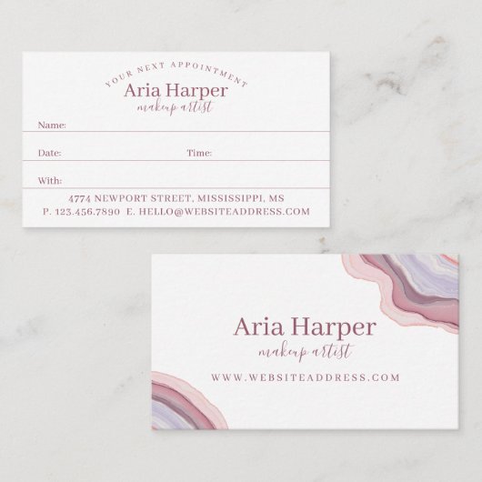 Eleganter Rosa und Lila Geode Gold Glitzer Agate Terminkarte (Vorne/Hinten)